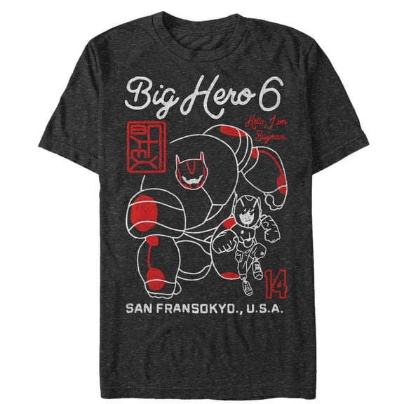 Men's Big Hero 6 Hello Heroes Graphic Tee Black Small