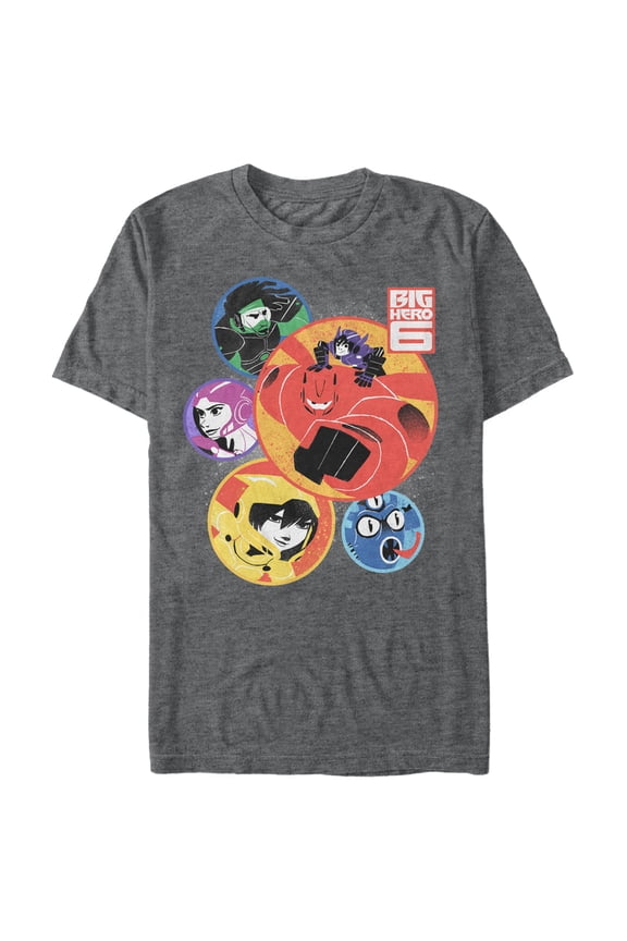 Men's Big Hero 6 Superhero Team Circles Graphic Tee Charcoal Heather Medium
