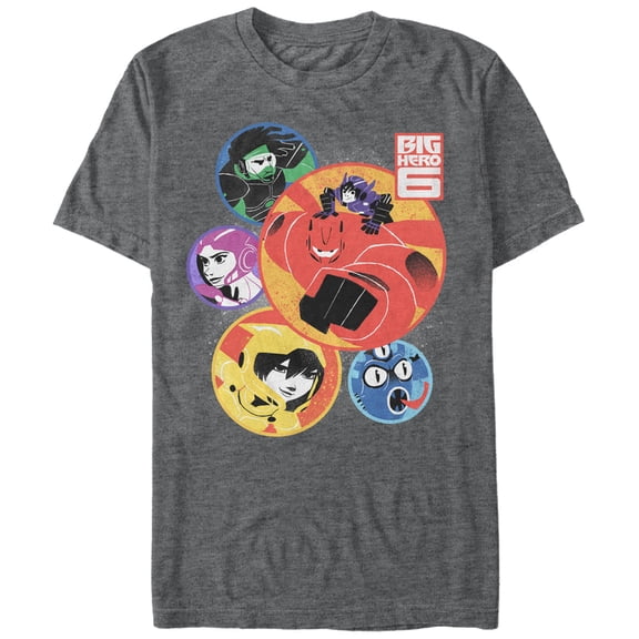 Men's Big Hero 6 Superhero Team Circles Graphic Tee Charcoal Heather Small