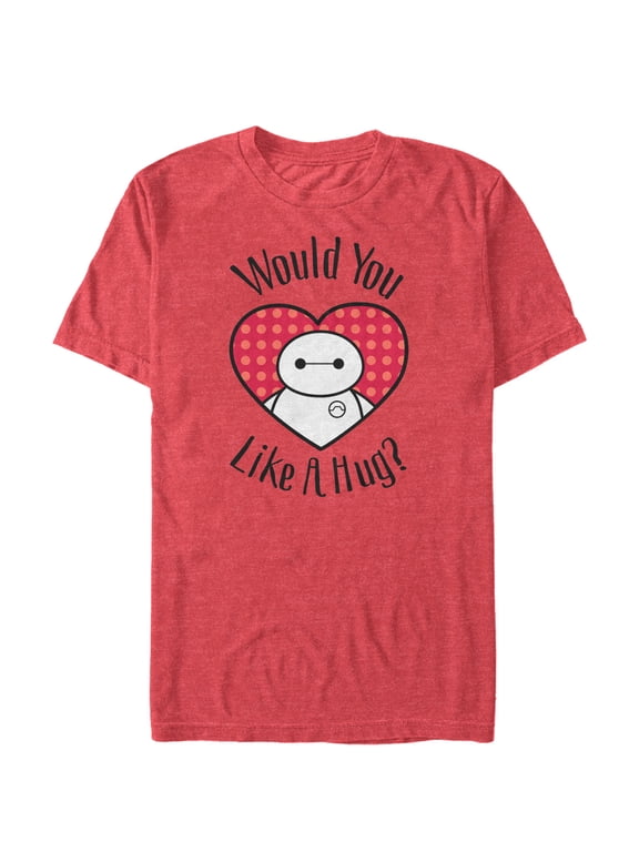 Men's Big Hero 6 Valentine Baymax Likes Hug Graphic Tee Red Heather 2X Large