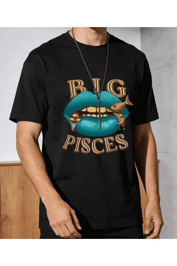 Men's Big Lips Fish Pisces Graphic T-Shirt M-5XL