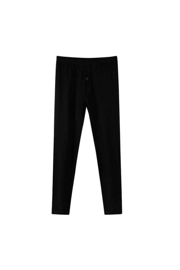 Men’s and Big Long Johns thermal Underwear Bottoms – Cotton Rib Knit, Front Open Button Fly, All-Season Base Layer Pants Non-Stuffy Home Sleep Pants Size L-3XL Black