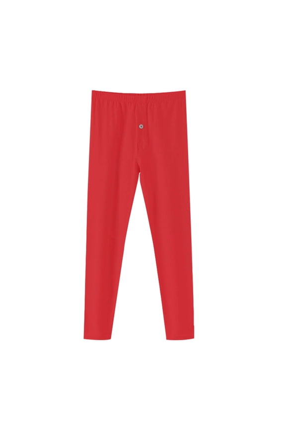 Men’s and Big Long Johns thermal Underwear Bottoms – Cotton Rib Knit, Front Open Button Fly, All-Season Base Layer Pants Non-Stuffy Home Sleep Pants Size L-3XL Red