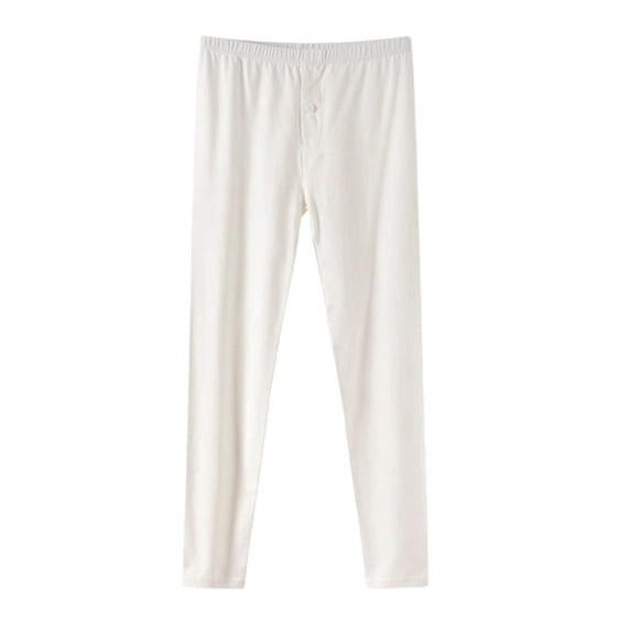 Men’s and Big Long Johns thermal Underwear Bottoms – Cotton Rib Knit, Front Open Button Fly, All-Season Base Layer Pants Non-Stuffy Home Sleep Pants Size L-3XL White