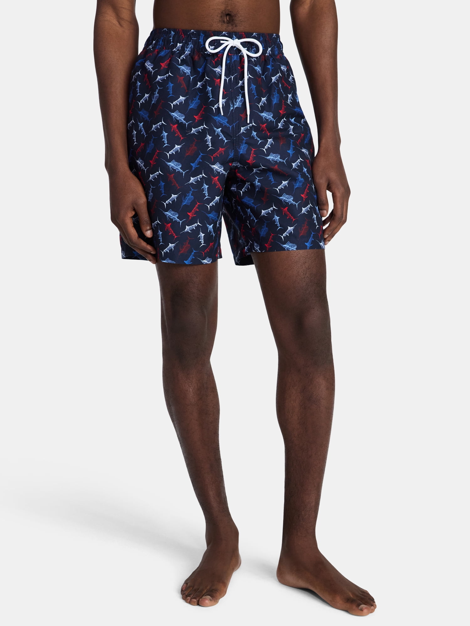 Fourth of July Men's & Big Men's Americana Swim Trunks from Way to Celebrate, 7" Inseam, Sizes S-3XL