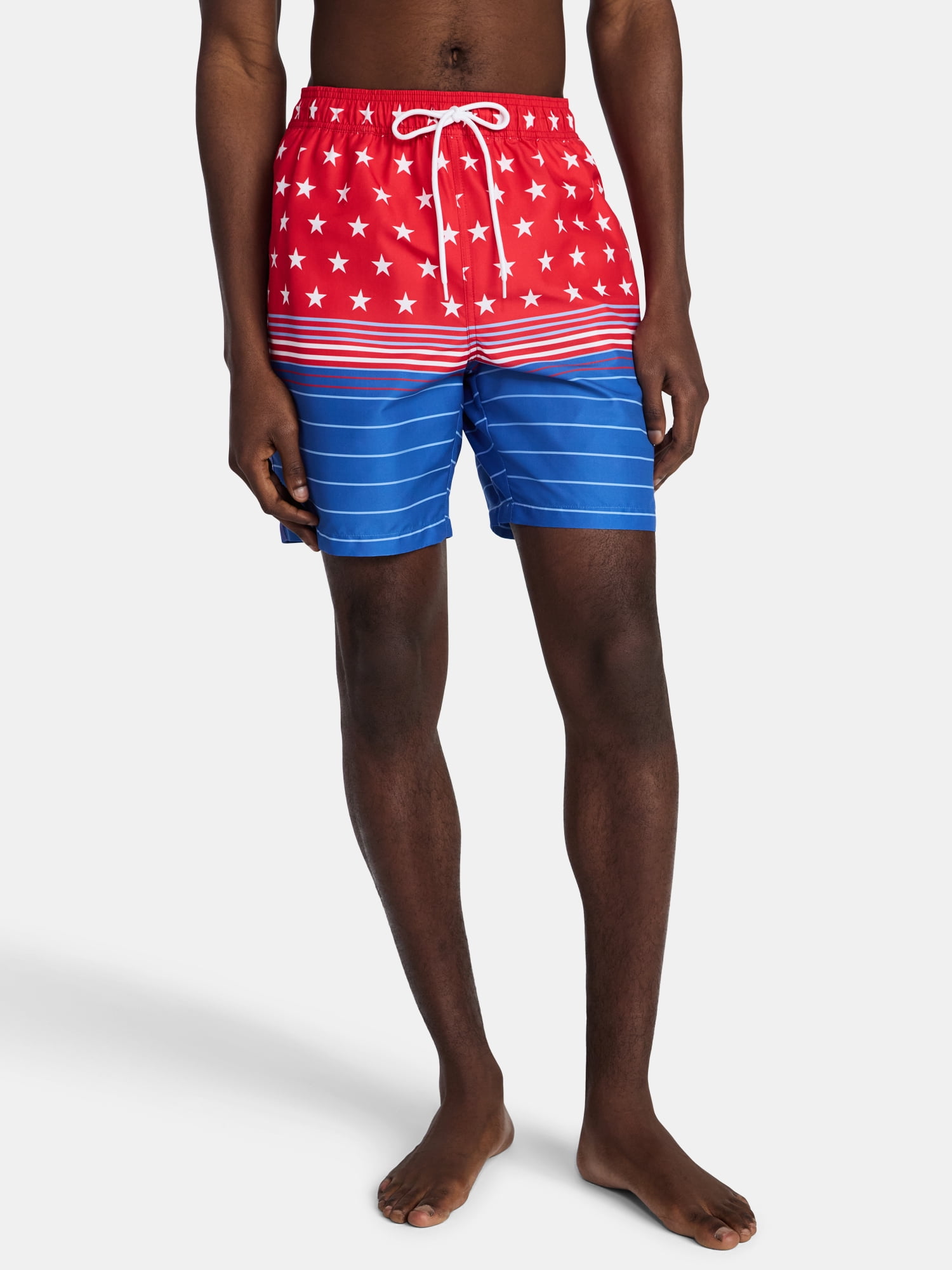 Fourth of July Men's & Big Men's Americana Swim Trunks from Way to Celebrate, 7" Inseam, Sizes S-3XL