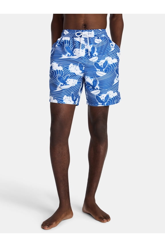 Men's & Big Men's Americana Swim Trunks, 7" Inseam, Sizes S-3XL