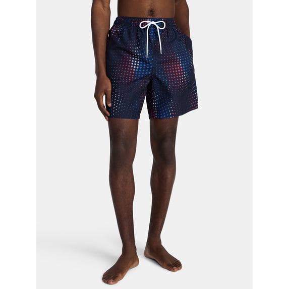 Fourth of July Men's & Big Men's Americana Swim Trunks from Way to Celebrate, 7" Inseam, Sizes S-3XL