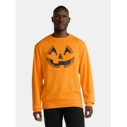 SUN DANCE GRAPHICS Halloween Crewneck Fleece Sweatshirt, Distressed Jack O' Lantern Pumpkin, Men's Sizes XS-3XL