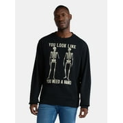 SUN DANCE GRAPHICS Halloween Crewneck Fleece Sweatshirt, You Look Like You Need a Hand Skeleton Crew, Men's Sizes XS-3XL