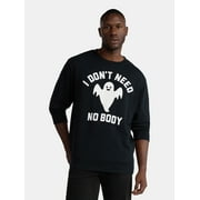 SUN DANCE GRAPHICS Halloween Crewneck Fleece Sweatshirt, Glow in the Dark Ghost I Don't Need No Body, Men's Sizes XS-3XL
