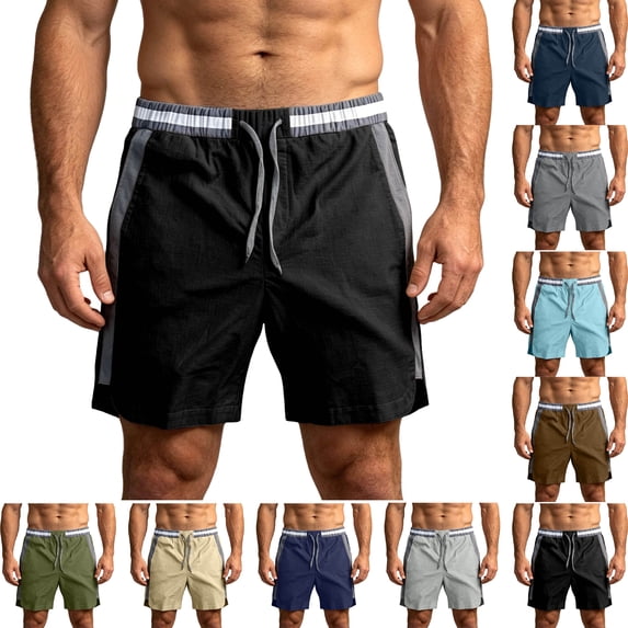 Men's & Big Men's Linen Srawstring Shorts Sizes S-3XL Solid Color Side Shorts Summer Shorts Loose With Pockets Straight Leg Comfortable Casual Everyday Outdoor Vacation Shorts