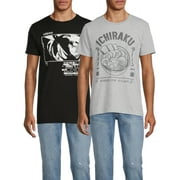 Men's & Big Men's Naruto Graphic Tees 2-Pack, (Size S-3XL), Anime Graphic Tees