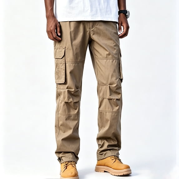 Men’s & Big Men’s Relaxed Straight Cargo Pants, All Day Comfort Heavy Duty Work Trousers