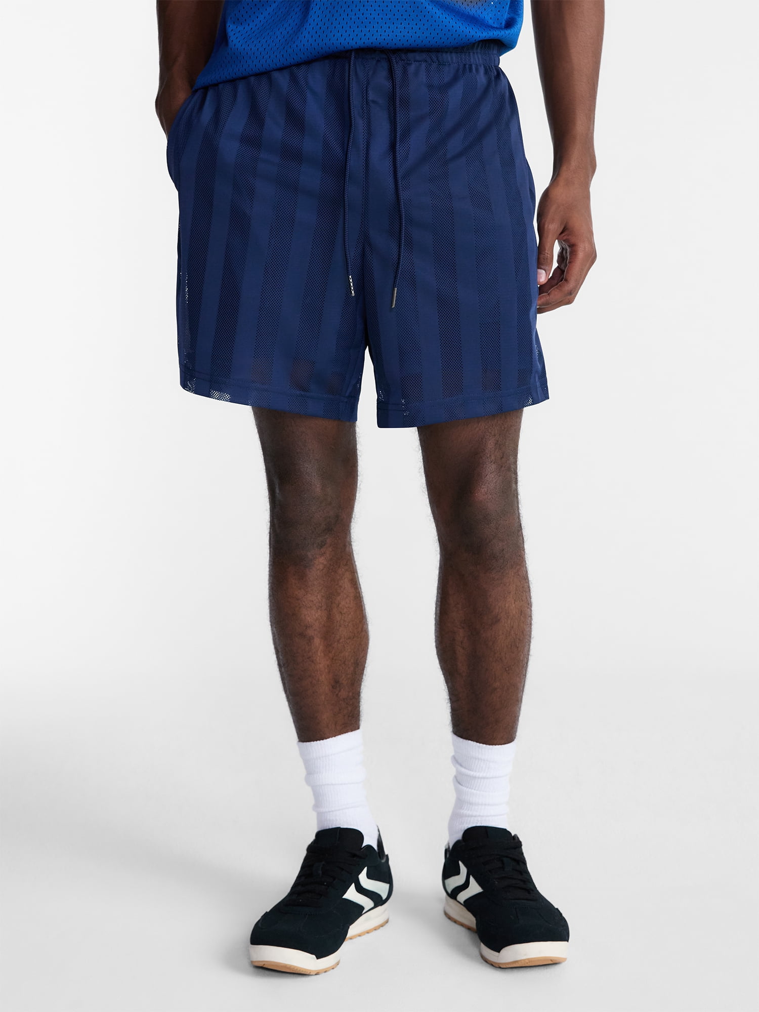 No Boundaries Men's & Big Men's Striped Mesh Shorts, 6.5" Inseam, Sizes XS-5XL