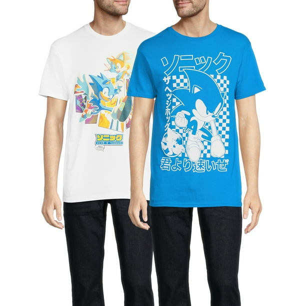 Men's & Big Men's Sonic The Hedgehog Short Sleeve Graphic Tees 2-Pack ...