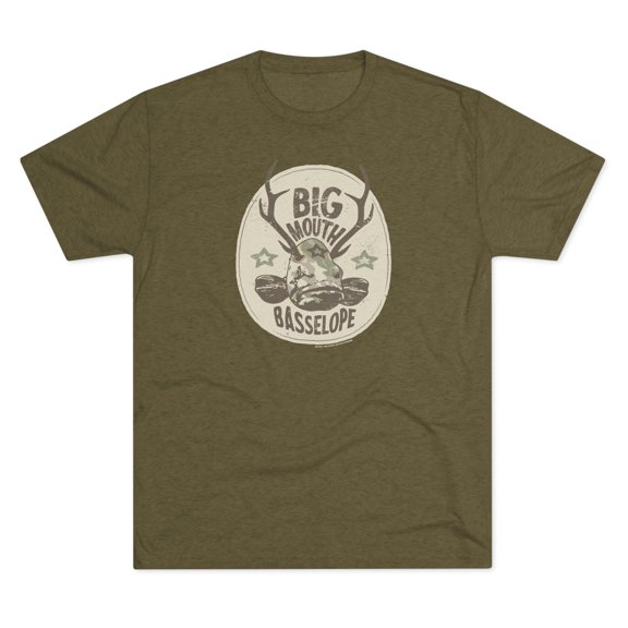 Men's "Big Mouth Basselope" Tri-Blend Crew Tee by Bird Island Outfitters