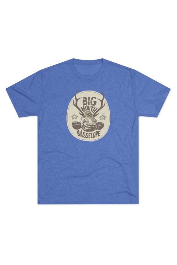 Men's "Big Mouth Basselope" Tri-Blend Crew Tee by Bird Island Outfitters