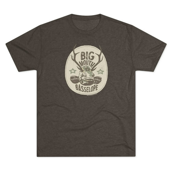 Men's "Big Mouth Basselope" Tri-Blend Crew Tee by Bird Island Outfitters