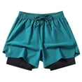 thumbnail image 1 of Men's Big & Tall 2 in 1 Athletic Shorts Running Short Pants with Compression Liner, Quick Dry Performance Workout Shorts Elastic Waist Drawstring with Zipper Pockets, 1 of 4