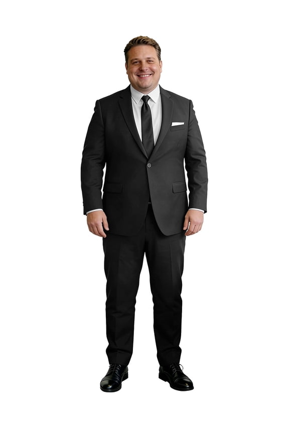 Men's Big & Tall 2-Piece Suit Set - Single Button for Wedding, Business & Formal Occasions