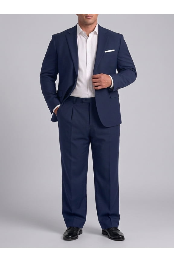 Men's Big & Tall 2-Piece Suit Set - Single Button for Wedding, Business & Formal Occasions Navy Blue 62
