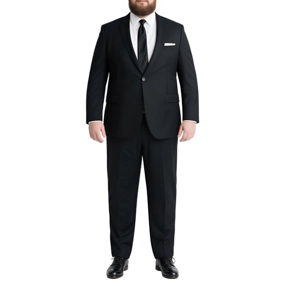 Men's Big & Tall 2-Piece Suit Set - Single Button for Wedding, Business & Formal Occasions Black 66