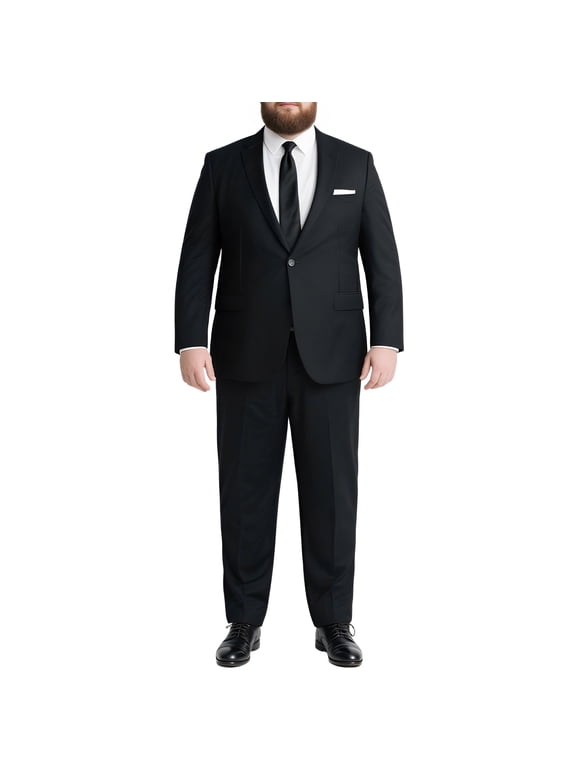 Men's Big & Tall 2-Piece Suit Set - Single Button for Wedding, Business & Formal Occasions Black 50