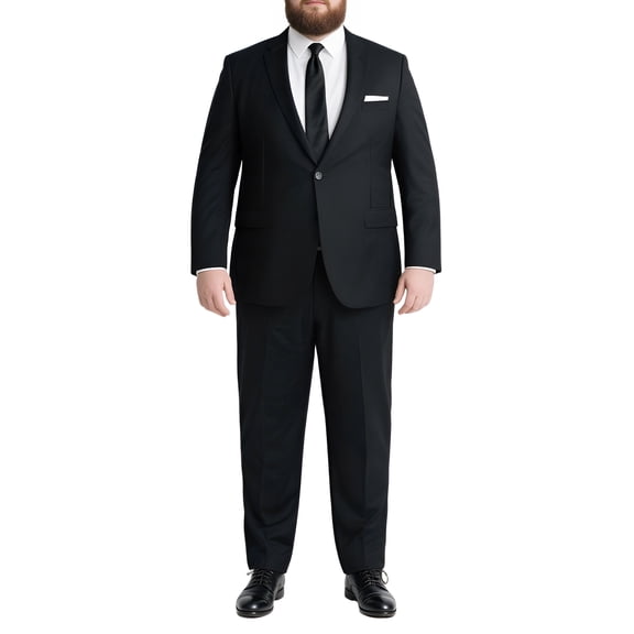 Men's Big & Tall 2-Piece Suit Set - Single Button for Wedding, Business & Formal Occasions Black 50