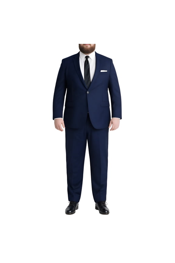 Men's Big & Tall 2-Piece Suit Set - Single Button for Wedding, Business & Formal Occasions Navy Blue 54