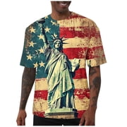Mens Big & Tall American Flag Punisher Shirt Short Sleeve Mens Patriotic Graphic T-Shirt Size S-5XL Beige