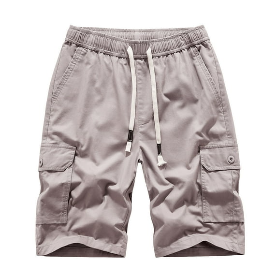 Men's Big & Tall Cargo Shorts Drawstring Elastic Waist Relaxed Fit Shorts Summer Fashion 2023 Outdoor Multi-Pocket Work Casual Shorts