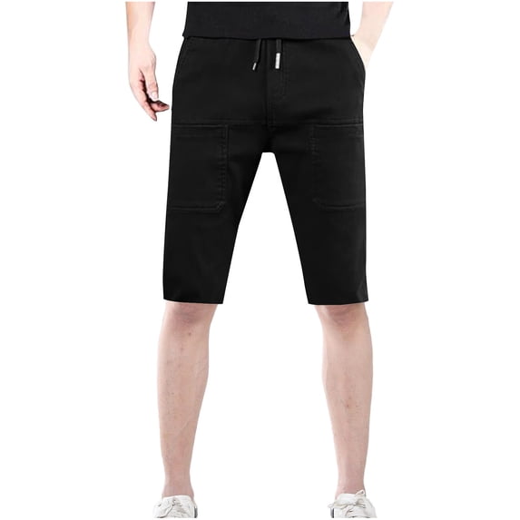 Men's Big & Tall Cargo Shorts Knee Length Performance Water Repellent Utility Short Pants, Summer Durable Quick Dry Shorts, Elastic Waist with Belt Loops