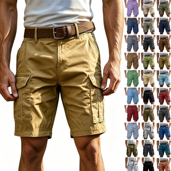 Men's and Big and Tall Cargo Shorts with Multi Pocket, Summer Casual Shorts Lightweight Quick Dry, for Gym Workout Running Hiking | AKLJWH,Dark Blue L
