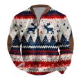 thumbnail image 1 of Men's Big & Tall Christmas Sweatshirt Half-Zip 3D Cartoon Graphic Sweatshirt Merry Christmas Pullover Xmas Holiday Party Tops, 1 of 3