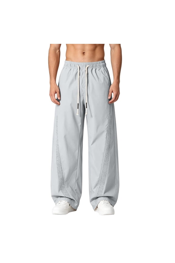 Men's Big & Tall Elastic Waist Hiking Pants Barrel Leg Windproof Quick Dry Lightweight Outdoor Baggy Pants with Pockets Size M-4XL Gray
