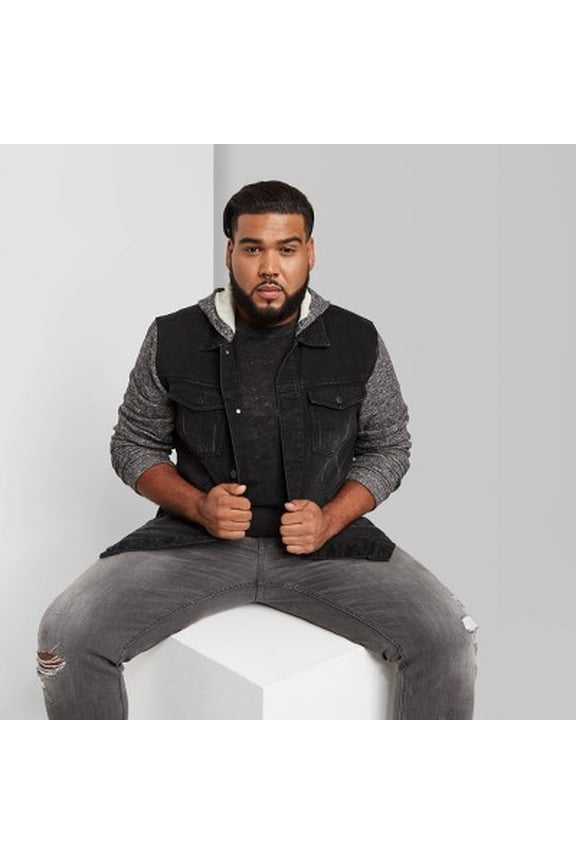 Men's Big & Tall French Terry Trucker Jacket - Original Use Black 3XBT