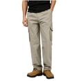 thumbnail image 1 of Men's Big & Tall Full Elastic Waist Casual Cotton Twill Cargo Pants Relaxed Fit Lightweight Ripstop Work Pant Multi Pocket Size M-5XL Gray, 1 of 5