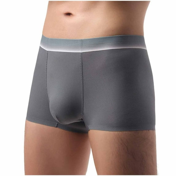 Men's Big & Tall Ice Silk Underwear Breathable Seamless Boxer Briefs Mid-Rise Comfortable Cool Underwear