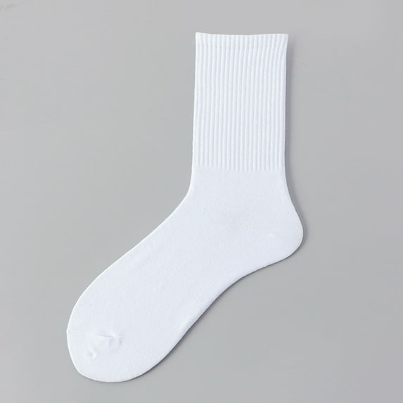 Men's Big and Tall Over-the-Calf Athletic Socks, Plus Size 12-15 (43-48) Solid Color Performance Sports Socks, Breathable Cotton Hosiery, White, One Size