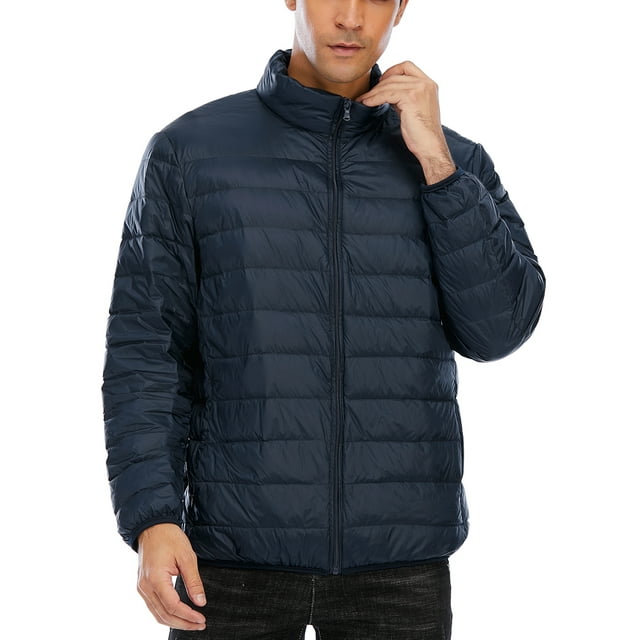 Men's Big & Tall Packable Zipper Puffer Down Jacket Lightweight Water Resistant Down Jacket Insulation Winter Warm Windproof Puffer Jacket