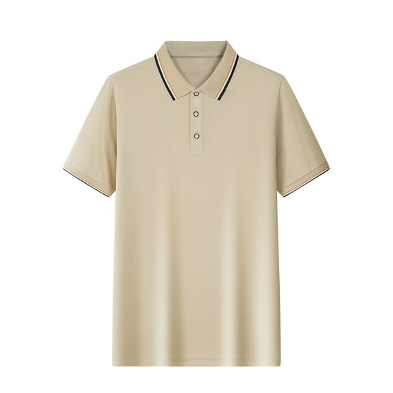 Men's Big & Tall Polo Shirts Short Sleeve Quick Dry Collared Shirt Performance Pique Polos for Athletic Golf Work Size S-5XL Khaki
