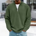 thumbnail image 1 of Men's Big & Tall Quarter Zip Pullover, Mock Neck Ribbed Texture Sweatshirt, Long Sleeve Lightweight Casual Shirt, Solid Color Athletic Top for Daily Wear Green XL, 1 of 3