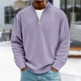 thumbnail image 1 of Men's Big & Tall Quarter Zip Pullover, Mock Neck Ribbed Texture Sweatshirt, Long Sleeve Lightweight Casual Shirt, Solid Color Athletic Top for Daily Wear Purple M, 1 of 4