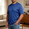 thumbnail image 1 of Men's Big and Tall Shirts 3xlt Men's Big and Tall Active T-Shirt – Moisture Wicking Dry Fit Workout Shirt – Short Sleeve Longer Length Activewear Dark Blue 2XL, 1 of 4