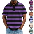 thumbnail image 1 of Men's Big and Tall Short Sleeve Striped Polo Shirt, Classic Blue White Nautical Stripe Casual Top, Breathable Comfort Fit for Daily & Golf Wear, Sizes M-4XL Red, 1 of 5