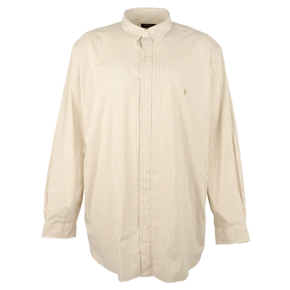 Men's Big & Tall Striped Stretch Poplin Long Sleeve Shirt Khk 4XLT