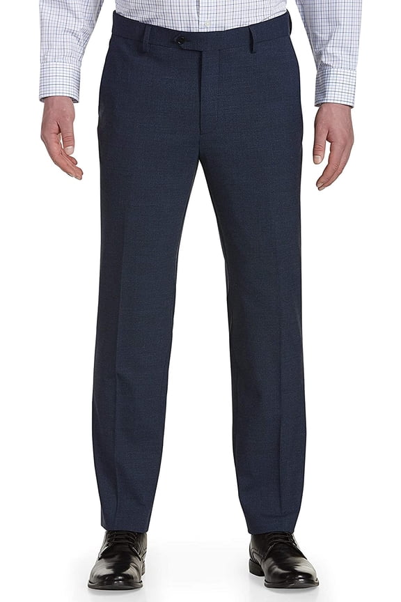 by DXL Men's Big and Tall Men's Big & Tall Performance Melange Flat-Front Suit Pants, Blue, 42W X 34L 42 x 34