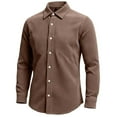 thumbnail image 1 of Men's Big & Tall Waffle-Knit Shirt Button Down Long Sleeve Dressy Shirt Casual Formal Blouse,XXXL,Brown, 1 of 6