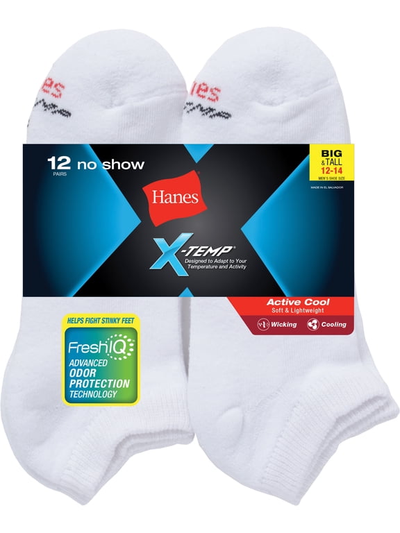 Men's Big & Tall X-Temp No Show Socks, 12 Pack